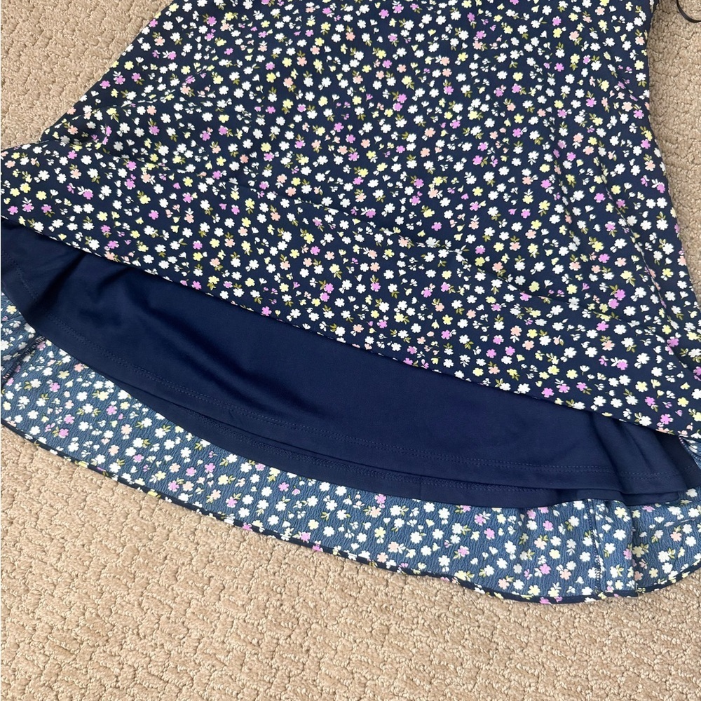 Lola Grace Navy Floral Fit & Flare Dress Tie Straps Medium - Picture 6 of 6
